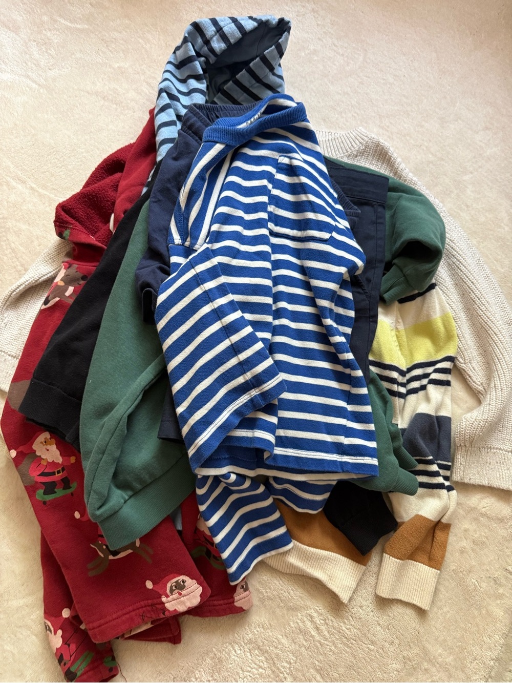 H&M Blue and White Striped Crewneck Pullover
